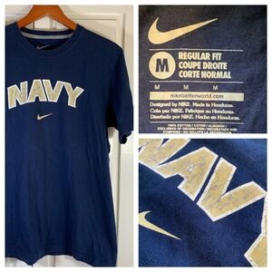 Nike Navy Regular Fit T Shirt Mens Medium M Short Sleeve Crew‎ Neck Performance